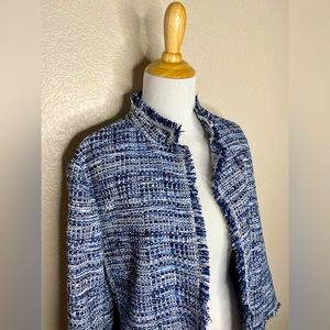 Neiman Marcus brand, size large jacket, tweed with sequins & fringe!